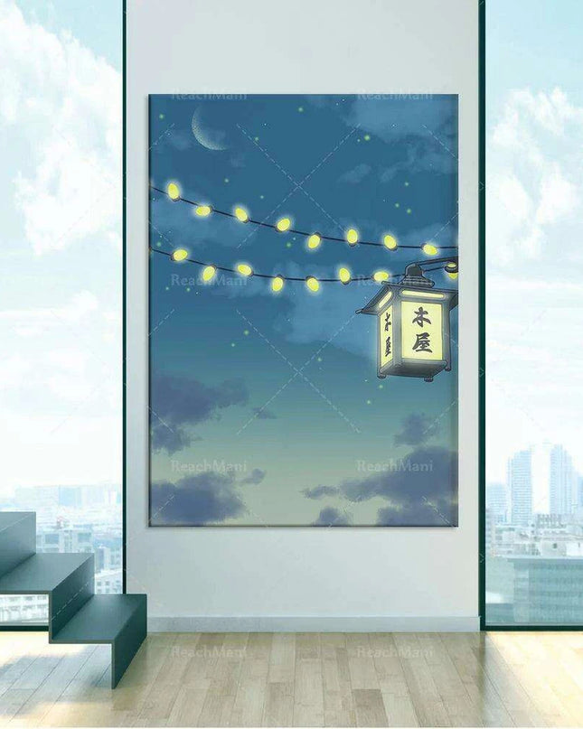 Celestial Lofi Night Sky Art Print - Japanese Inspired Wall Decor