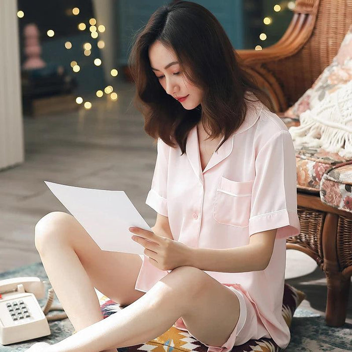 Trendy Summer Women's Lounge Set - Cozy Short Sleeve Top and Breezy Shorts