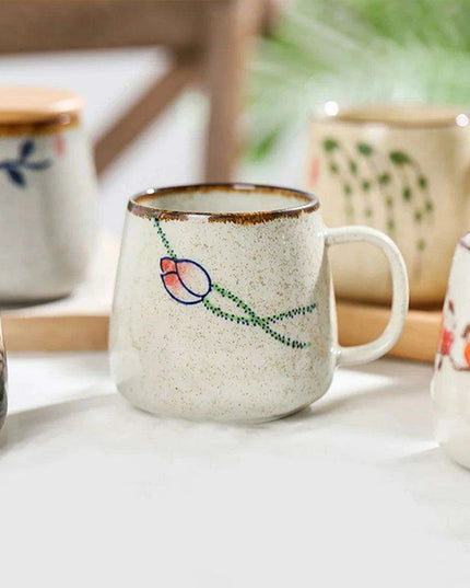 Elegant Vintage Japanese Porcelain Coffee Cup Set with Spoon & Lid - 380ml Perfect for Gifting