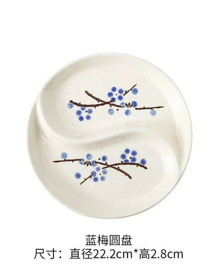 Artisan Hand-Painted Japanese Ceramic Dining Set with Elegant Platter and Bowl