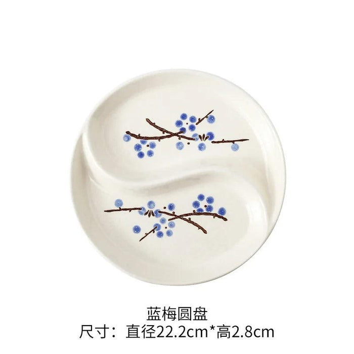 Artisan Hand-Painted Japanese Ceramic Dining Set with Elegant Platter and Bowl