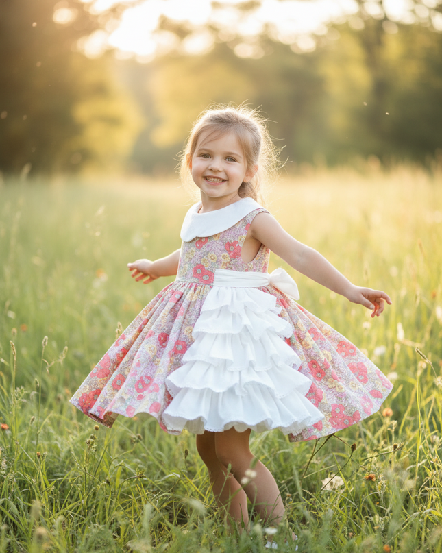 Whimsical Vintage Floral Ball Gown for Girls - Ideal for Summer Events