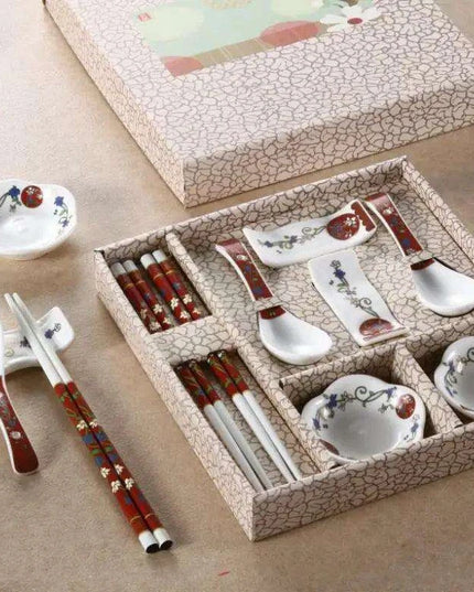 Majestic Dragon-Themed Handcrafted Ceramic Tableware Set with Sustainable Chopsticks