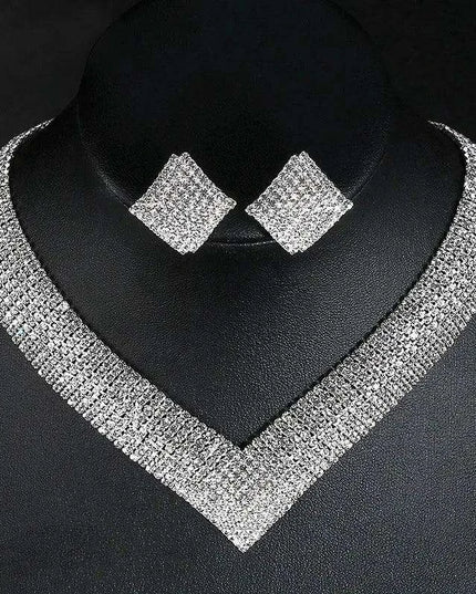 Glistening Grace: Stunning Crystal and Rhinestone Wedding Jewelry Set