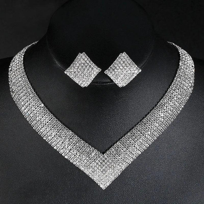 Glistening Grace: Stunning Crystal and Rhinestone Wedding Jewelry Set