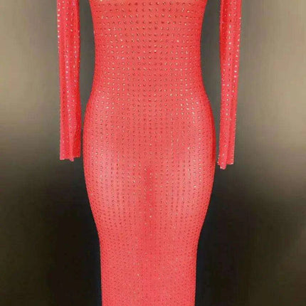 Radiant Elegance Rhinestone Evening Gown - Dazzling Party Wear