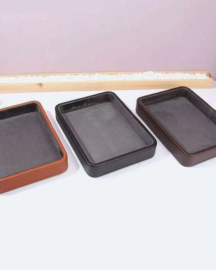 Elegant Genuine Leather Organizer Tray for Jewelry, Cosmetics, and Keys