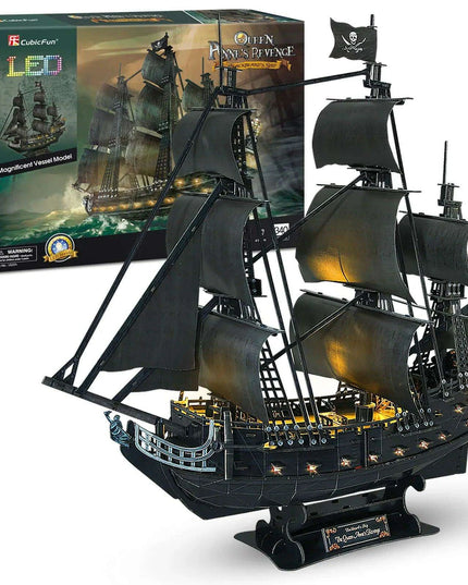 Luxurious LED-Enhanced 3D Model of the Historic Queen Anne's Revenge Pirate Ship