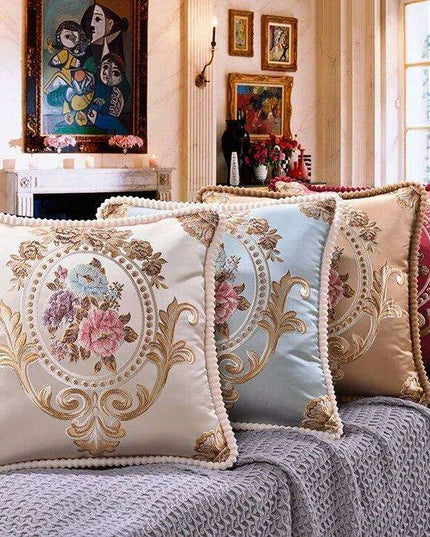 Elegant Handmade Beaded Jacquard Pillow Cover - Stylish Home Decor Accent 48x48cm