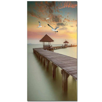 Serene Nordic Coastal Pier Canvas Art