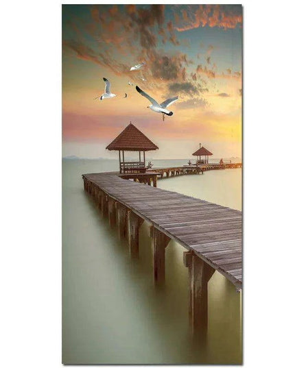 Serene Nordic Coastal Pier Canvas Art