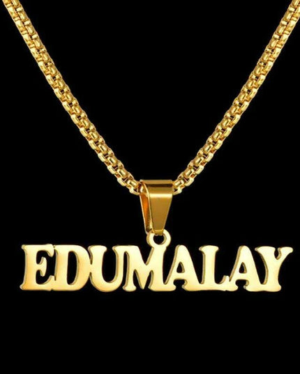 Personalized Unisex Stainless Steel Name Necklace with Chunky Chain