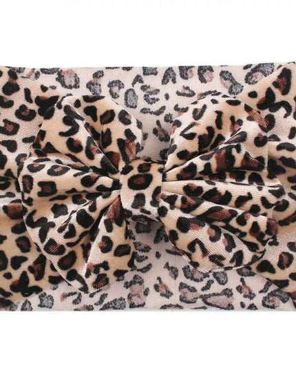 Leopard Print Velvet Headband and Hair Bow Set - Stylish Hair Accessories for Fashion-Forward Girls
