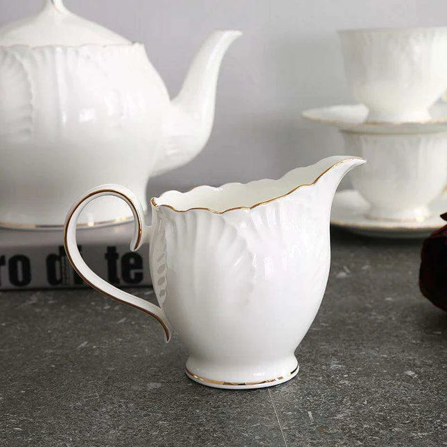 Timeless European Tea and Coffee Set: Luxurious Bone China Teapot and Cups