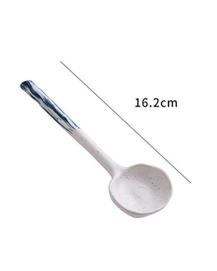 Sophisticated Long-Handled Japanese Ceramic Spoon for Soups, Ramen, and Rice - Essential Culinary Accessory