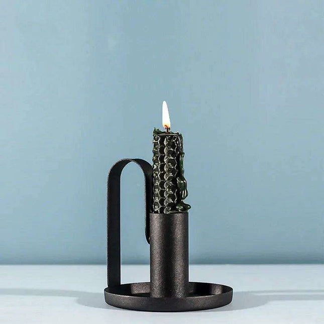 Chic Black Wrought Iron Candle Holder for Modern Home Elegance