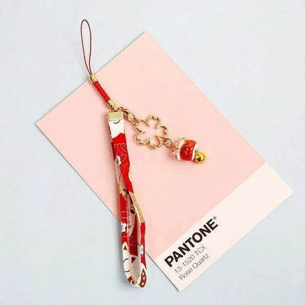 Kawaii Sakura Lucky Cat Keychain - Adorable Ceramic Charm for Good Fortune on Keys and Bags