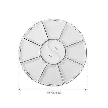 Sophisticated Crescent White Ceramic Dinner Plate Set - 8-Piece European Elegance