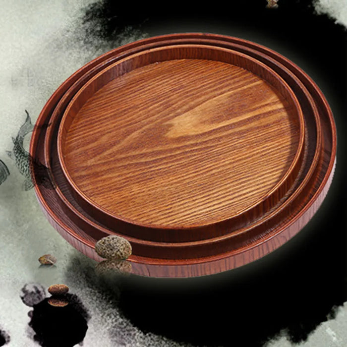 Solid Wood Round Plate - Elegant Tea, Fruit, and Bakery Serving Tray