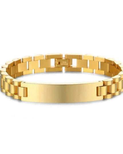 Customizable Gold Chain Nameplate Bracelets for Him and Her