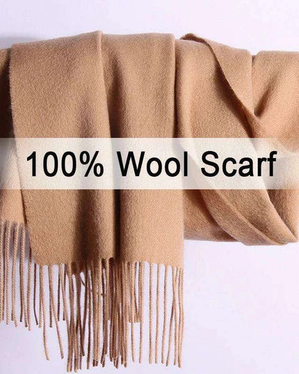 Elegant Tassel-Trimmed Lamb Wool Wrap - Luxe Winter Scarf for Fashionable Warmth