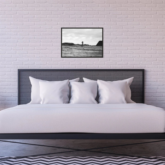 California Coastal Surf Black and White Canvas Print - Personalized Modern Beach Wall Art