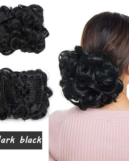 Elegant Ombre Curly Chignon Hairpiece with Comb - High Heat Resistant Women's Extension