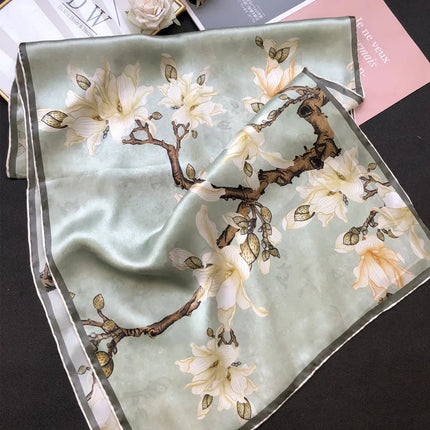 Luxury 100% Silk Floral Scarf for Women – Handmade Long Wrap