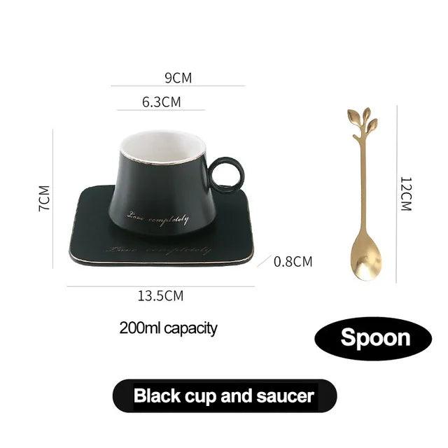 Luxurious European Porcelain Coffee Set with Gold Accents for a Refined Dining Experience