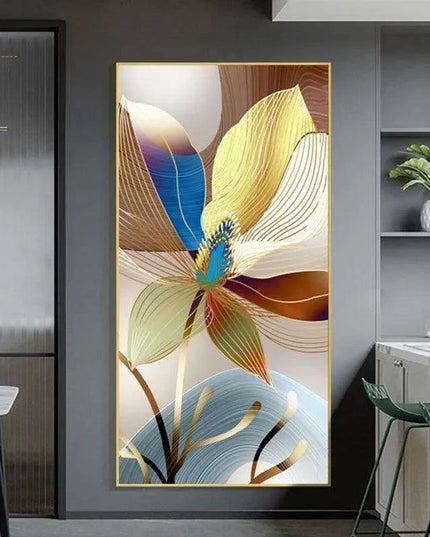 Elegant Golden Line Floral Abstract Canvas Art: A Luxurious Addition to Your Decor