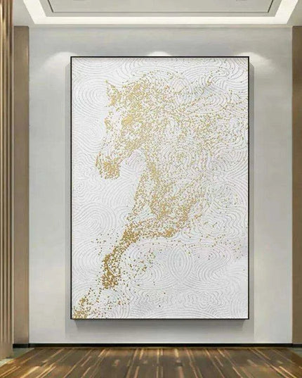Equestrian Gold: Customizable Urban Abstract Canvas Artwork for Home and Office Decor