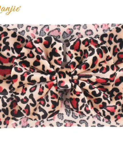 Leopard Print Velvet Headband and Hair Bow Set - Stylish Hair Accessories for Fashion-Forward Girls