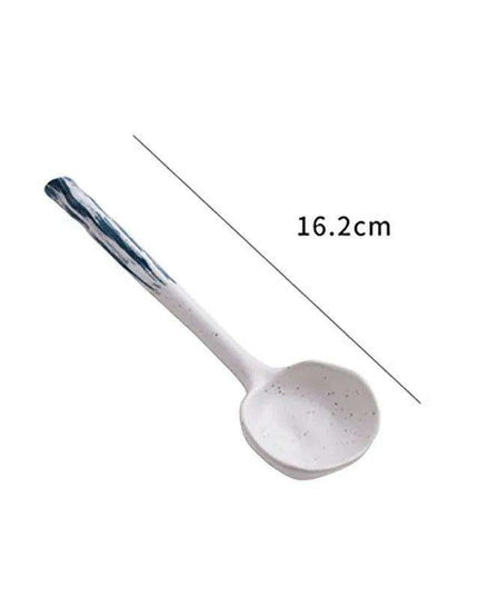 Sophisticated Long-Handled Japanese Ceramic Spoon for Soups, Ramen, and Rice - Essential Culinary Accessory