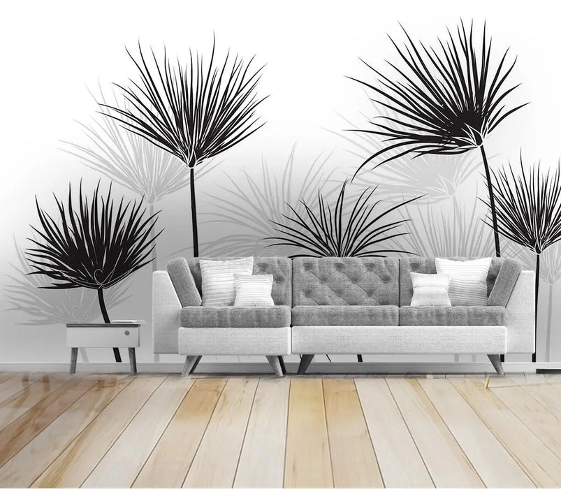 Captivating Black and White Tropical Rainforest 3D Wallpaper - Customizable Sizes