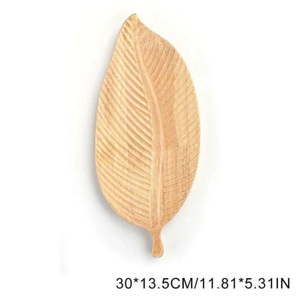 Elegant Leaf-Shaped Walnut Rubber Wood Serving Trays for Luxurious Dining