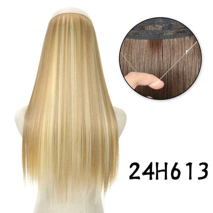 Blonde and Black Halo Hair Extensions for Effortless Volume and Length Boost