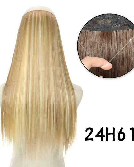 Blonde and Black Halo Hair Extensions for Effortless Volume and Length Boost