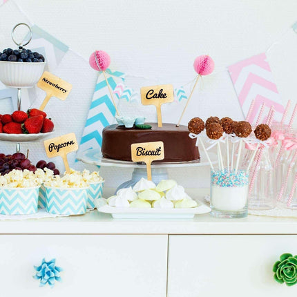 Charming Rustic Wood Sign Cake Toppers - Set of 10