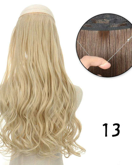 Blonde and Black Halo Hair Extensions for Effortless Volume and Length Boost