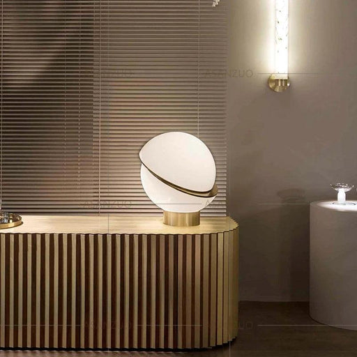 Contemporary White Sphere Table Lamp - Stylish Dual-Light Fixture for Home and Hospitality Spaces