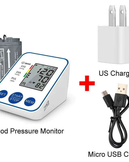 Digital Upper Arm Blood Pressure Monitor Kit with Large LCD Display for Accurate Home Health Monitoring