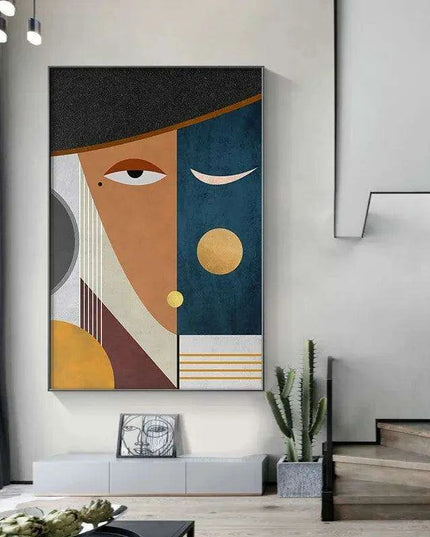 Chic Geometric Faces Canvas Artwork - Modern Wall Decor for Stylish Homes