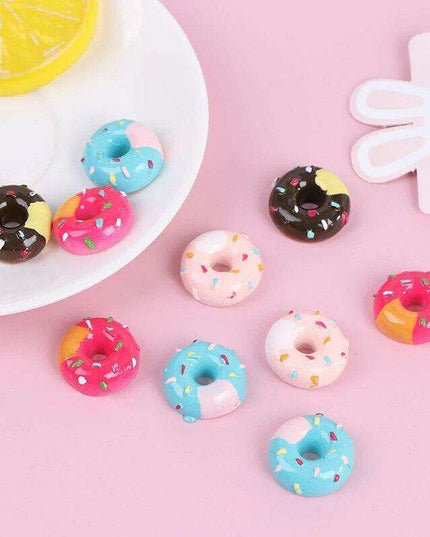 Sweet Mini Donut Dollhouse Toy Set with Tiny Candy Playthings - 10 Piece Bundle