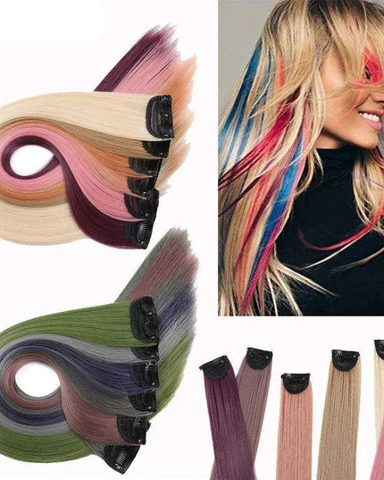 24" Colorful Ombre Clip-In Hair Extensions - Benehair Vibrant Synthetic Hairpiece