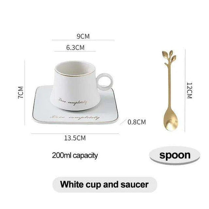 Luxurious European Porcelain Coffee Set with Gold Accents for a Refined Dining Experience