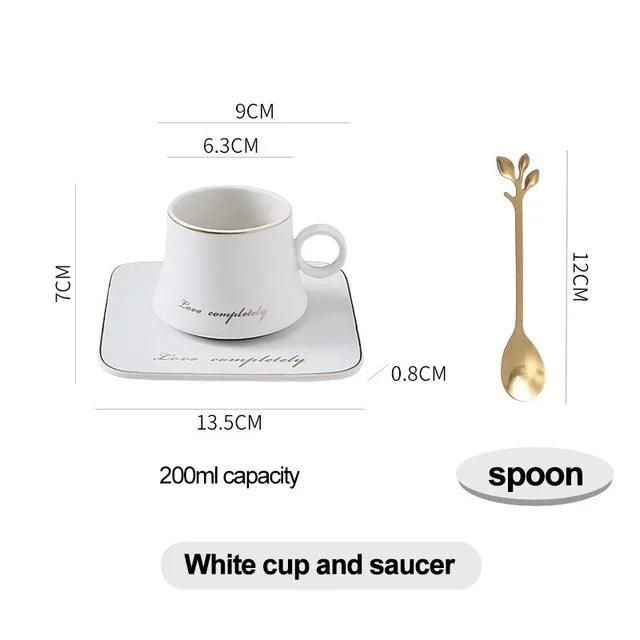 Luxurious European Porcelain Coffee Set with Gold Accents for a Refined Dining Experience