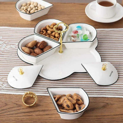 Elegant Ceramic Serving Platter Set with Stylish Covered Tray