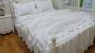 Sophisticated White Cotton Bedding Collection with Lace Detailing and Embroidered Trimmings