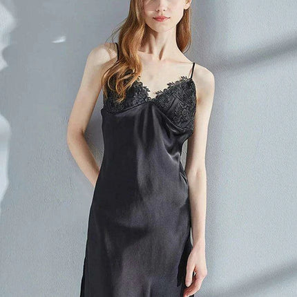 Luxe Lace-Trimmed Silk Nightwear Set for Women