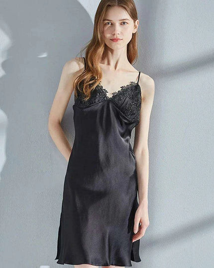 Luxe Lace-Trimmed Silk Nightwear Set for Women